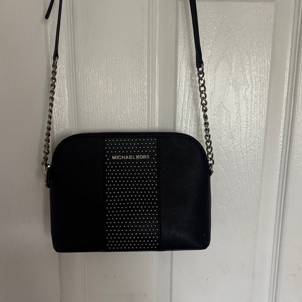 Michael Kors Black Crossbody with Silver Stud Accents